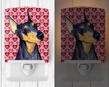 Load image into Gallery viewer, Doberman Hearts Love and Valentine's Day Portrait Ceramic Night Light SS4495CNL