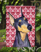 Load image into Gallery viewer, Doberman Hearts Love and Valentine's Day Portrait Garden Flag – Decorative Outdoor Yard Flag