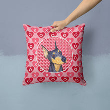 Load image into Gallery viewer, Doberman Hearts Love and Valentine's Day Portrait Throw Pillow - 14x14 Decorative Pillow – Art for Your Home &amp; Patio SS4495PW1414