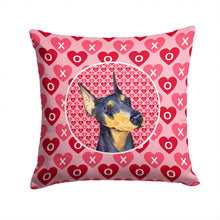 Load image into Gallery viewer, Doberman Hearts Love and Valentine's Day Portrait Throw Pillow - 14x14 Decorative Pillow – Art for Your Home &amp; Patio SS4495PW1414