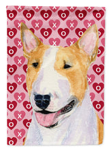 Load image into Gallery viewer, Bull Terrier Hearts Love and Valentine's Day Portrait Flag Canvas House Size