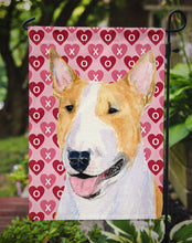 Load image into Gallery viewer, Bull Terrier Hearts Love and Valentine's Day Portrait Garden Flag – Decorative Outdoor Yard Flag
