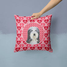 Load image into Gallery viewer, Bearded Collie Hearts Love and Valentine's Day Portrait Throw Pillow - 14x14 Decorative Pillow – Art for Your Home &amp; Patio SS4497PW1414