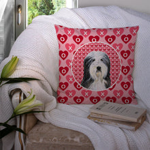 Load image into Gallery viewer, Bearded Collie Hearts Love and Valentine's Day Portrait Throw Pillow - 14x14 Decorative Pillow – Art for Your Home &amp; Patio SS4497PW1414