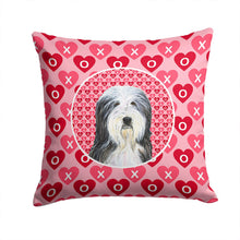 Load image into Gallery viewer, Bearded Collie Hearts Love and Valentine's Day Portrait Throw Pillow - 14x14 Decorative Pillow – Art for Your Home &amp; Patio SS4497PW1414