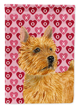 Load image into Gallery viewer, Norwich Terrier Hearts Love and Valentine's Day Portrait Garden Flag – Decorative Outdoor Yard Flag