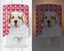 Load image into Gallery viewer, Clumber Spaniel Hearts Love and Valentine's Day Portrait Ceramic Night Light SS4500CNL