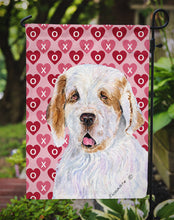 Load image into Gallery viewer, Clumber Spaniel Hearts Love and Valentine's Day Portrait Garden Flag – Decorative Outdoor Yard Flag