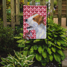 Load image into Gallery viewer, Jack Russell Terrier Hearts Love and Valentine's Day Portrait Garden Flag – Decorative Outdoor Yard Flag
