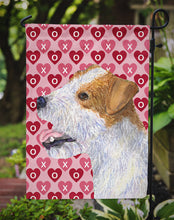 Load image into Gallery viewer, Jack Russell Terrier Hearts Love and Valentine's Day Portrait Garden Flag – Decorative Outdoor Yard Flag
