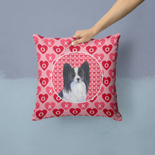 Load image into Gallery viewer, Papillon Hearts Love and Valentine's Day Portrait Throw Pillow - 14x14 Decorative Pillow – Art for Your Home &amp; Patio SS4505PW1414
