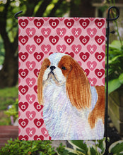 Load image into Gallery viewer, English Toy Spaniel Hearts Love and Valentine's Day Portrait Garden Flag – Decorative Outdoor Yard Flag