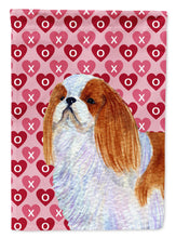 Load image into Gallery viewer, English Toy Spaniel Hearts Love and Valentine's Day Portrait Garden Flag – Decorative Outdoor Yard Flag