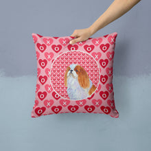 Load image into Gallery viewer, English Toy Spaniel Hearts Love and Valentine's Day Portrait Throw Pillow - 14x14 Decorative Pillow – Art for Your Home &amp; Patio SS4507PW1414