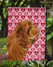 Load image into Gallery viewer, Sussex Spaniel Hearts Love Valentine's Day Garden Flag – Decorative Outdoor Yard Flag