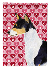 Load image into Gallery viewer, Basenji Hearts Love and Valentine's Day Portrait Flag Canvas House Size