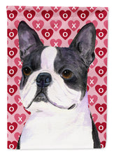 Load image into Gallery viewer, Boston Terrier Hearts Love Valentine's Day Garden Flag – Decorative Outdoor Yard Flag