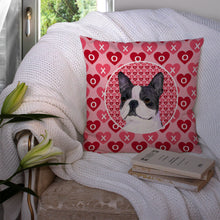 Load image into Gallery viewer, Boston Terrier Hearts Love Valentine's Day Throw Pillow - 14x14 Decorative Pillow – Art for Your Home &amp; Patio SS4516PW1414