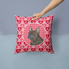 Load image into Gallery viewer, French Bulldog Hearts Love and Valentine's Day Portrait Throw Pillow - 14x14 Decorative Pillow – Art for Your Home &amp; Patio SS4519PW1414