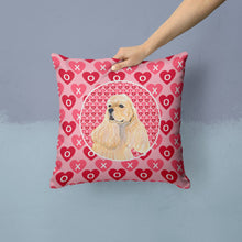 Load image into Gallery viewer, Buff Cocker Spaniel Hearts Love Valentine's Day Throw Pillow - 14x14 Decorative Pillow – Art for Your Home &amp; Patio SS4522PW1414