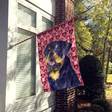 Load image into Gallery viewer, Rottweiler Hearts Love and Valentine's Day Portrait Flag Canvas House Size