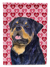 Load image into Gallery viewer, Rottweiler Hearts Love and Valentine's Day Portrait Flag Canvas House Size
