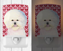Load image into Gallery viewer, Bichon Frise Hearts Love and Valentine's Day Portrait Ceramic Night Light SS4526CNL