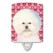Load image into Gallery viewer, Bichon Frise Hearts Love and Valentine's Day Portrait Ceramic Night Light SS4526CNL