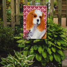 Load image into Gallery viewer, Cavalier Spaniel Hearts Love and Valentine's Day Portrait Garden Flag – Decorative Outdoor Yard Flag