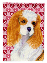 Load image into Gallery viewer, Cavalier Spaniel Hearts Love and Valentine's Day Portrait Garden Flag – Decorative Outdoor Yard Flag