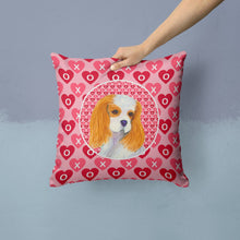 Load image into Gallery viewer, Cavalier Spaniel Hearts Love and Valentine's Day Portrait Throw Pillow - 14x14 Decorative Pillow – Art for Your Home &amp; Patio SS4527PW1414