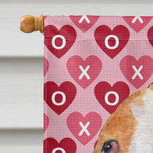 Load image into Gallery viewer, Basset Hound Hearts Love and Valentine's Day Portrait Flag Canvas House Size