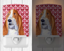 Load image into Gallery viewer, Basset Hound Hearts Love and Valentine's Day Portrait Ceramic Night Light SS4528CNL