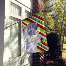Load image into Gallery viewer, Siberian Husky Candy Cane Holiday Christmas Flag Canvas House Size