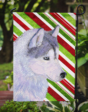 Load image into Gallery viewer, Siberian Husky Candy Cane Holiday Christmas Garden Flag – Decorative Outdoor Yard Flag