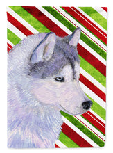 Load image into Gallery viewer, Siberian Husky Candy Cane Holiday Christmas Garden Flag – Decorative Outdoor Yard Flag