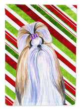 Load image into Gallery viewer, Shih Tzu Candy Cane Holiday Christmas Flag Canvas House Size
