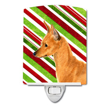 Load image into Gallery viewer, Min Pin Candy Cane Holiday Christmas Ceramic Night Light SS4535CNL