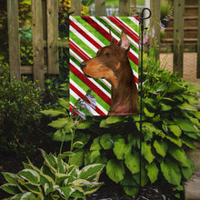 Load image into Gallery viewer, Doberman Candy Cane Holiday Christmas Garden Flag – Decorative Outdoor Yard Flag