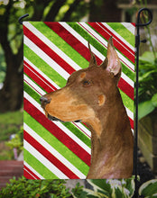 Load image into Gallery viewer, Doberman Candy Cane Holiday Christmas Garden Flag – Decorative Outdoor Yard Flag