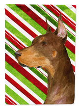 Load image into Gallery viewer, Doberman Candy Cane Holiday Christmas Garden Flag – Decorative Outdoor Yard Flag