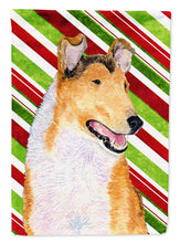 Load image into Gallery viewer, Collie Smooth Candy Cane Holiday Christmas Flag Canvas House Size