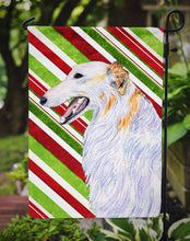 Load image into Gallery viewer, Borzoi Candy Cane Holiday Christmas Garden Flag – Decorative Outdoor Yard Flag