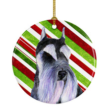 Load image into Gallery viewer, Schnauzer Candy Cane Holiday Christmas Ornament - Round Ceramic Ornament – Artist-Designed Keepsake Decoration SS4546