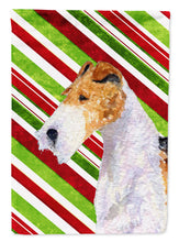 Load image into Gallery viewer, Fox Terrier Candy Cane Holiday Christmas Garden Flag – Decorative Outdoor Yard Flag
