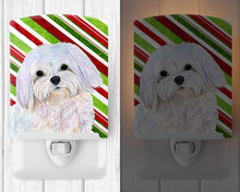 Load image into Gallery viewer, Maltese Candy Cane Holiday Christmas Ceramic Night Light SS4551CNL
