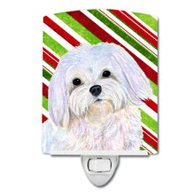 Load image into Gallery viewer, Maltese Candy Cane Holiday Christmas Ceramic Night Light SS4551CNL