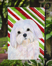 Load image into Gallery viewer, Maltese Candy Cane Holiday Christmas Garden Flag – Decorative Outdoor Yard Flag