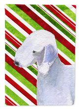 Load image into Gallery viewer, Bedlington Terrier Candy Cane Holiday Christmas Garden Flag – Decorative Outdoor Yard Flag