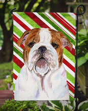 Load image into Gallery viewer, Bulldog English Candy Cane Holiday Christmas Garden Flag – Decorative Outdoor Yard Flag